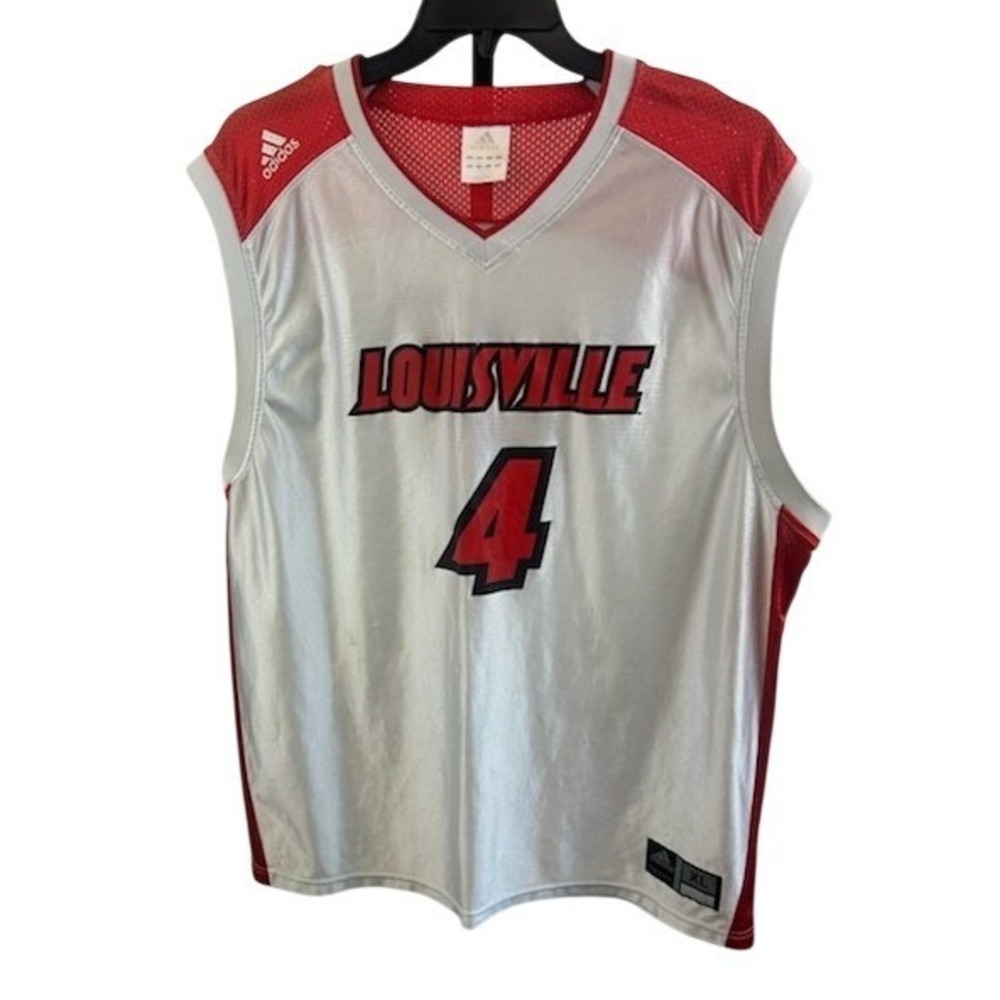 Adidas‎ Louisville Cardinals #4 Basketball Jersey Adult Athletic White Size XL